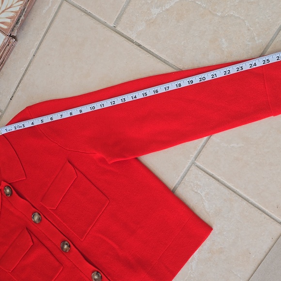 SÉZANE Betty Coral Red Merino Wool Knit Cardigan Jacket Size Medium New - Picture 11 of 11